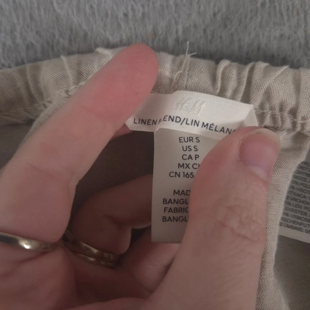 H&M Pants‎ Womens Small Straight-Leg Linen-Blend Drawstring Elastic Waist Pocket